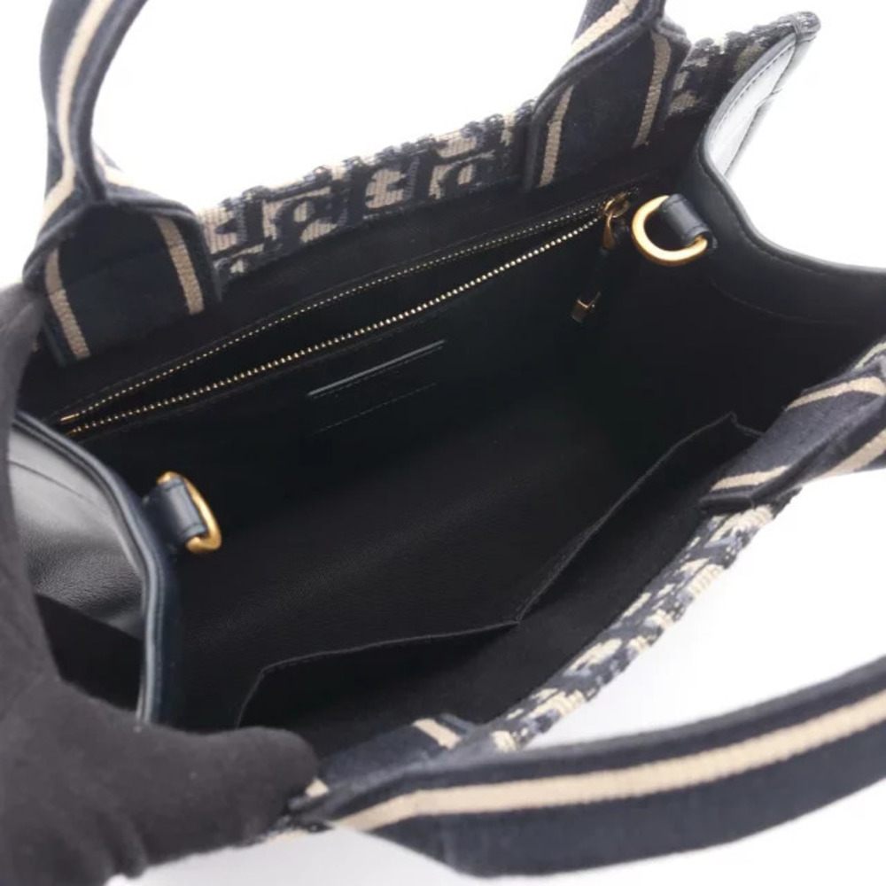 Dior BOOK TOTE Oblique Bag Canvas Leather Navy Blue - Picture 3 of 7